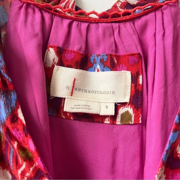 By Anthropologie Robin Tiered Ruffled Mini Dress - RedPink Floral Print - Size S - Picture 8 of 10